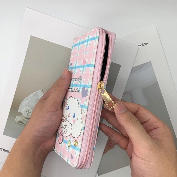 Hello Kitty & Cinnamoroll Long Wallet – Zipper Clutch with Hearts, Tea & Rabbit - Picture 4 of 5